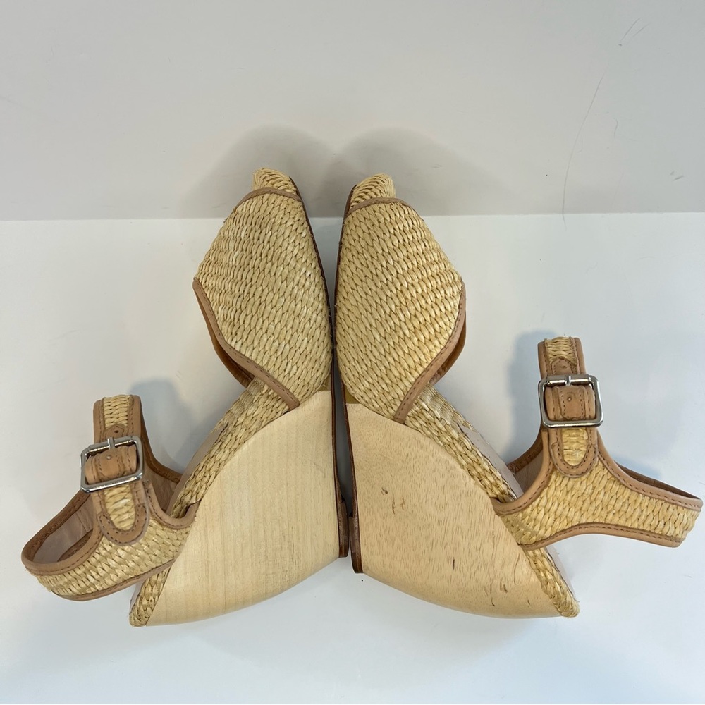 Loeffler Randall Raffia Peep Toe Wedges Size 9 - Picture 9 of 16